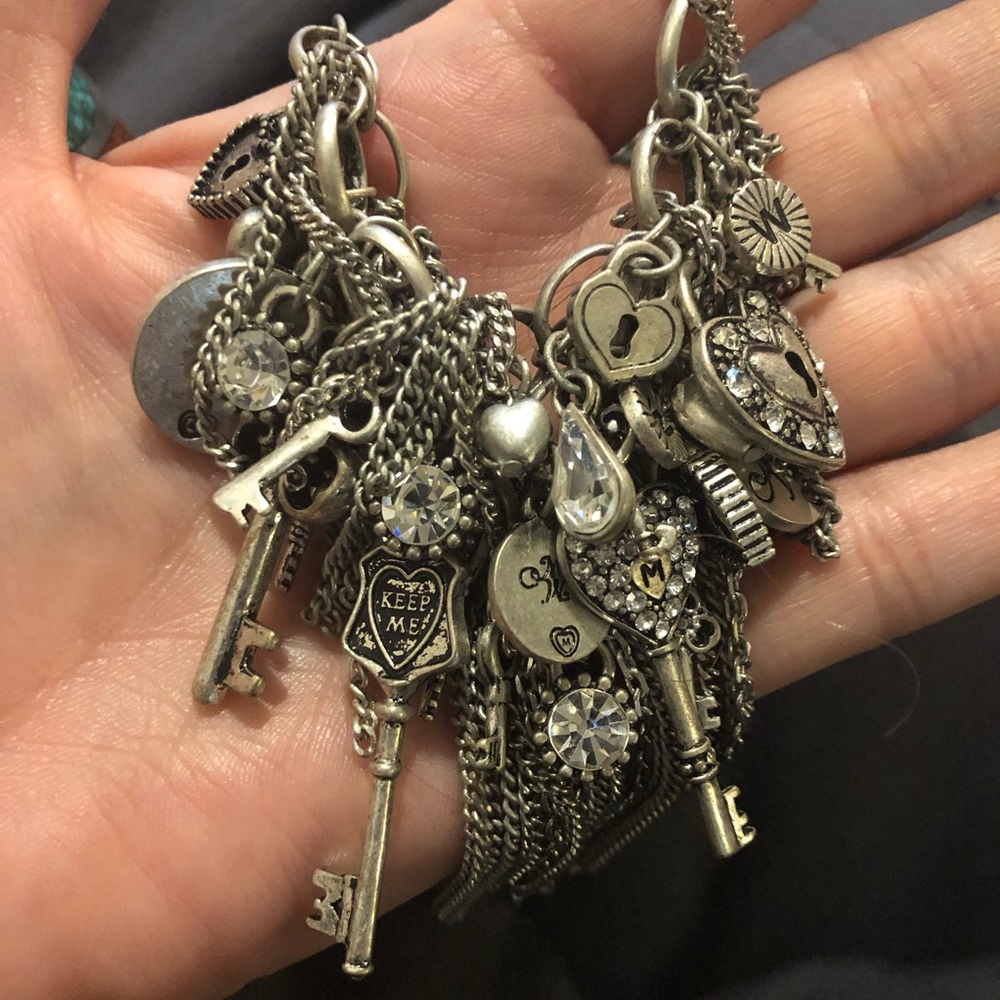 Martine Webster silver key heart lock charm necklace